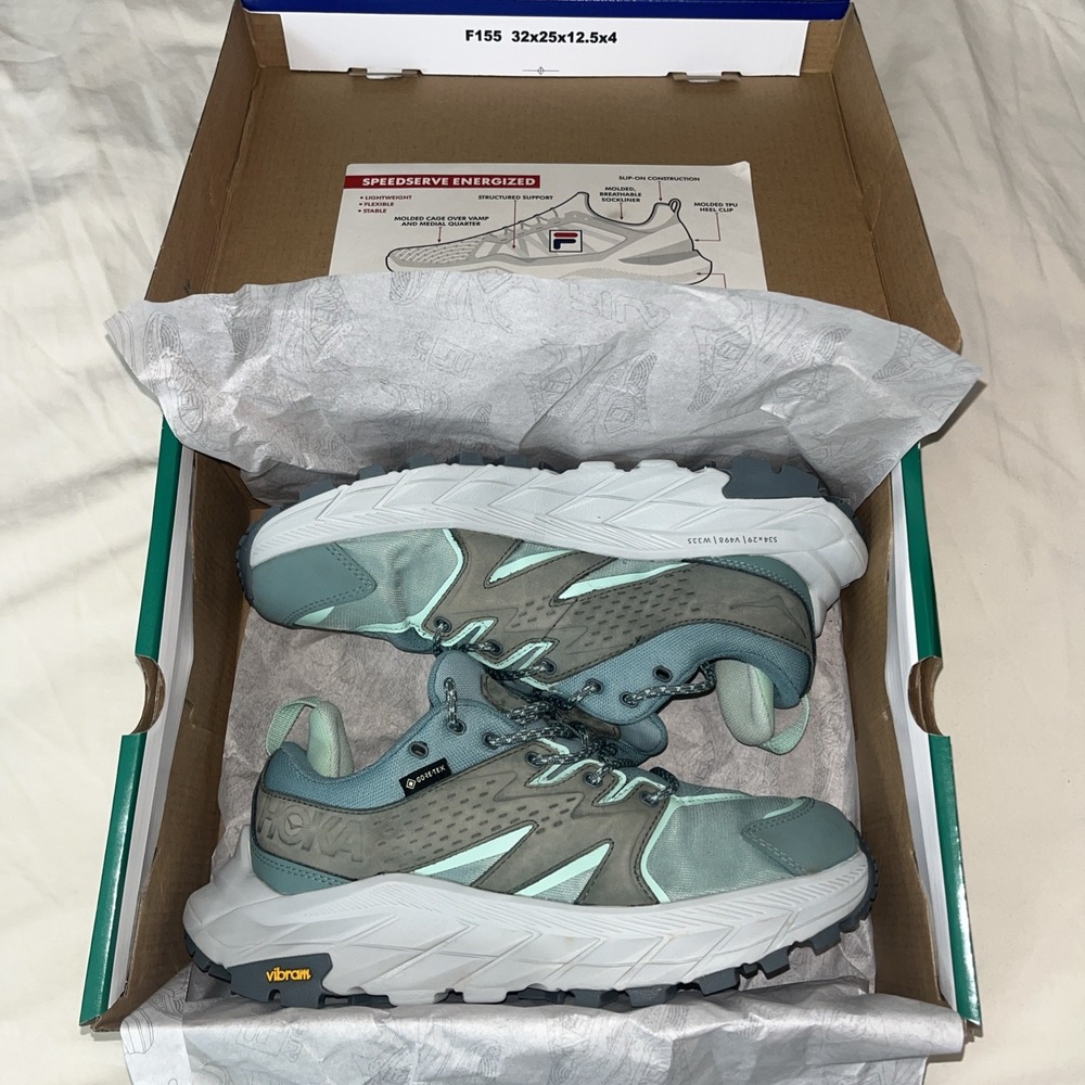 Hoka One One Vibram Sole Shoes in Mint and Gray